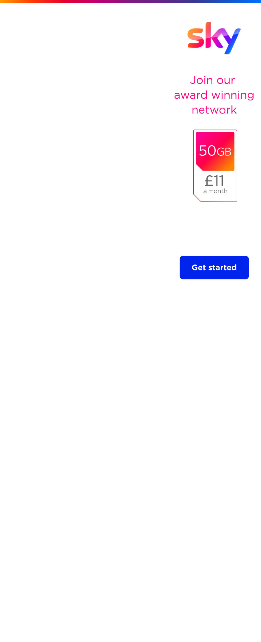 SIM only deal 50GB for £11 per month